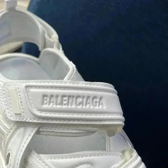 NIB Balenciaga Unisex Track Neoprene Rubber Velcro Strap Sandals White 8 - Picture 11 of 13